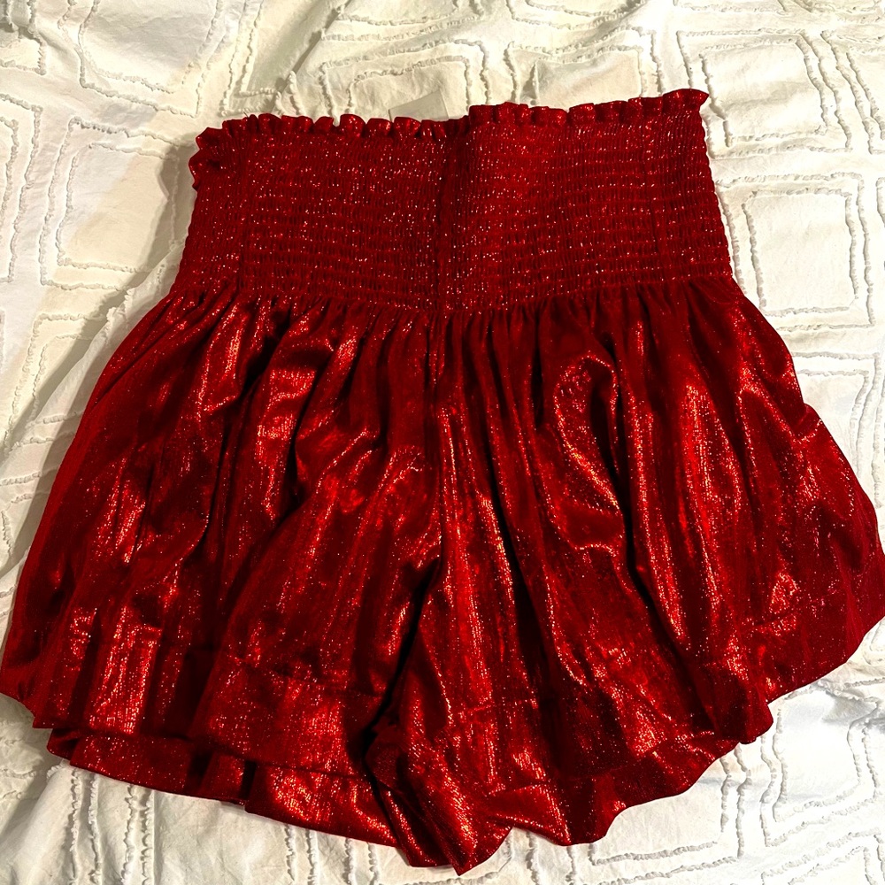Queen of Sparkles Swing Shorts - Red Metallic